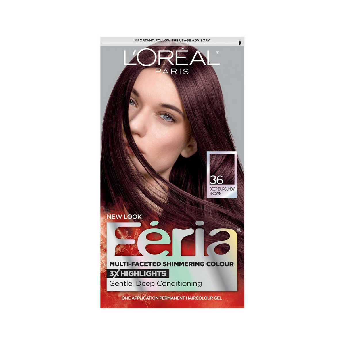 LOreal Feria Multi Faceted Shimmering Hair Color 36 Deep Burgundy
