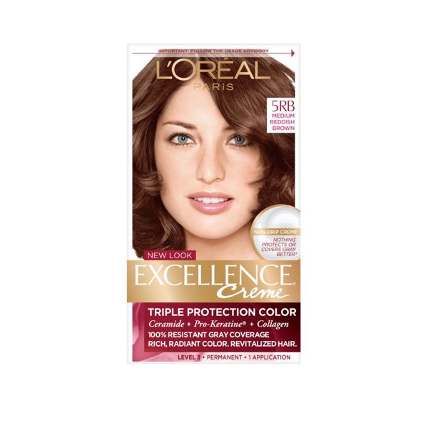 L’Oreal Excellence Creme Permanent Hair Color (5RB Medium Reddish Brown ...